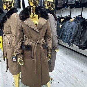 Новинки 2024 плащ пальто воротник натуральная норка