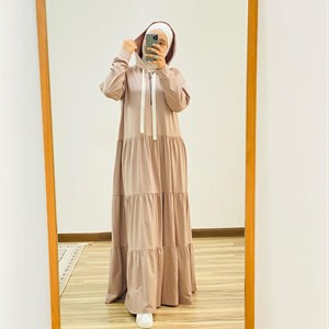 Тонкие ярусные платья с капюшоном Ткань турецкий