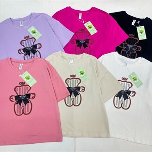 Купить стильную футболку для девочек с медвежонком и бантом - идеальное решение для гардероба