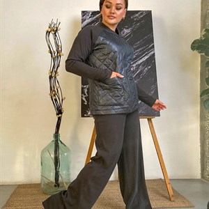 Эффектный стильный образ Двойка бомбер Ткань лапша