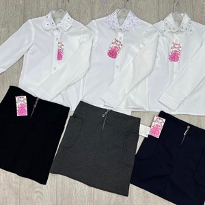 Новинка  ОПТОМ Блузка и юбка для девочек  Размеры