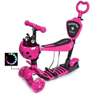 Детский трёхколёсный самокат 5 в 1 Божья коровка 21st