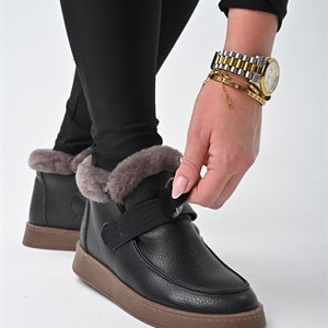 Зимние полуботинки на меху из натуральной кожи - Качественная обувь на зиму