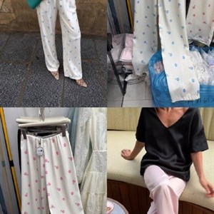 Брюки из LUX шелка в цветочном принте — базовая модель на резинке