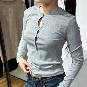 Женский лонгслив из хлопка в рубчик, размеры 40–48