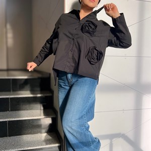 Италия Стильная черная рубашка ткань хлопок   Размеры