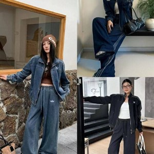 Джинсовая двойка в стиле streetwear Adidas: свободная посадка, широкие джинсы — удобный образ на каждый день