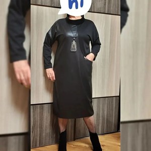 Модель 008 Эффектное платье Комбинация трикотажа и