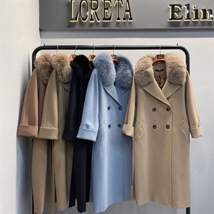 Оверсайз пальто с мехом