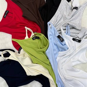 Женские майки в стиле Zara, 40–48, хлопок «лапша» — все расцветки