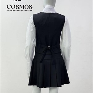Женский костюм: жилет на подкладе, юбка в складку, регулируемый пояс — COSMOS (42–44) со складками