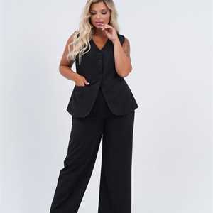 Трендовая двойка брюки палаццо в комплекте с жилетом