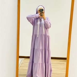 Тонкие ярусные платья с капюшоном Ткань турецкий