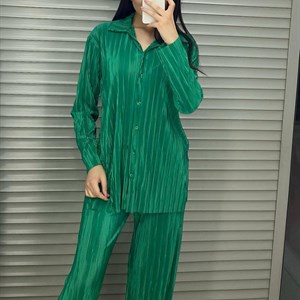 NEW NEW NEW Двойка плиссе Шелковая ткань Топовое