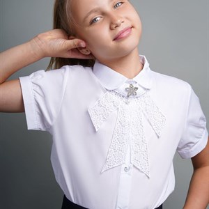  Блузка для девочки подростковая школьная с кружевным