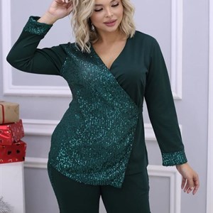 Двойка Праздничный брючный костюм двойка с пайетками