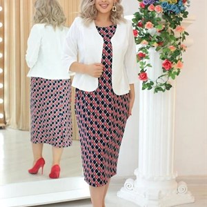 Шикарная элегантная двойка платье с узором 3D эффект