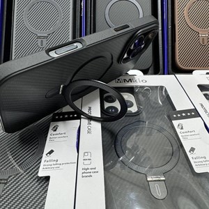 Карбоновый Mag Safe с Подставкой для iPhone 15 и 16 - Новинка!