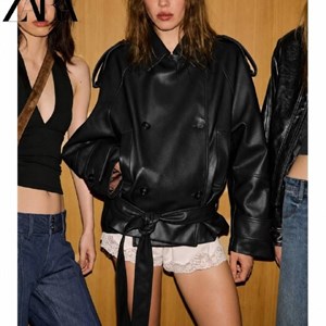 Женская косуха в стиле Zara оптом — черная и шоколадная, размеры M–L